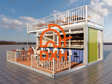 Double-Story Pop-Up Container Bar with Rooftop Terrace